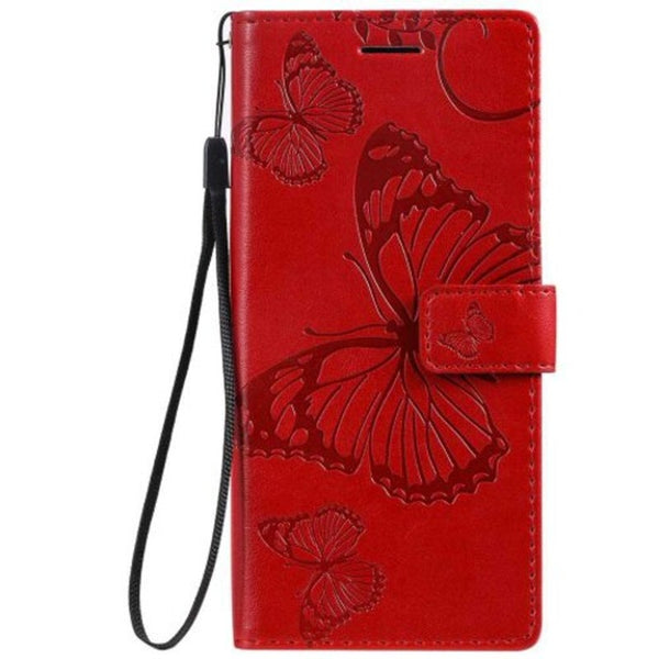 Butterfly Embossing Pu Phone Case For Samsung Galaxy Note 10 Red