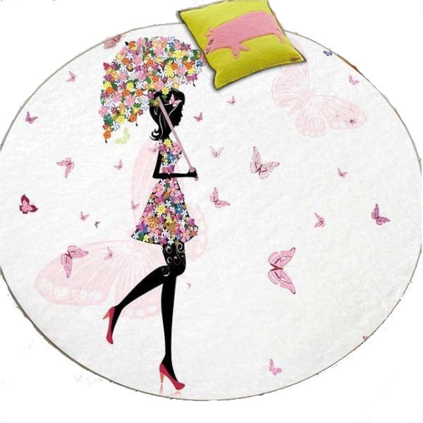 Butterfly Flower Fairy Cute Floor Mats Kids Bedroom Decor Rugs