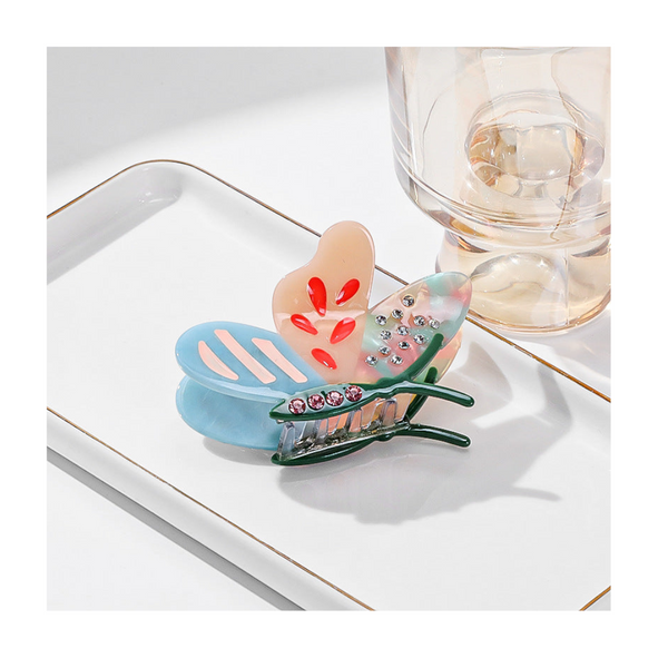 Light Blue Stylish 3 Piece Butterfly Acetate Hair Clip Set Clippers & Trimmers