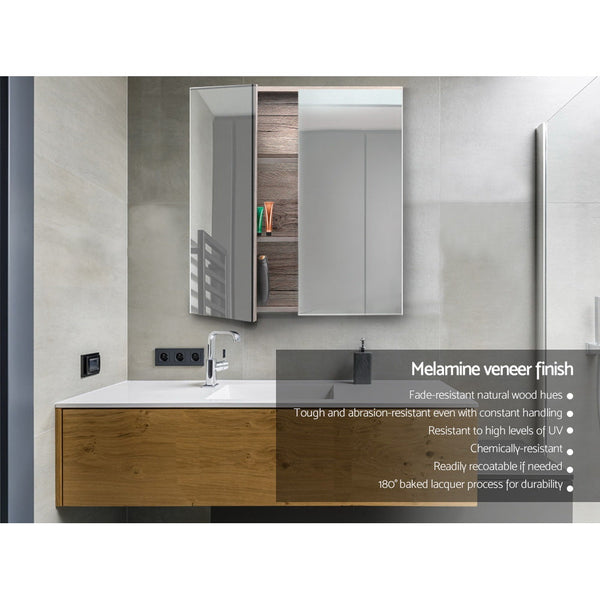 Cefito Bathroom Mirror Cabinet Vanity Medicine Shave Natural 600Mm X720mm Bathroom Cabinets