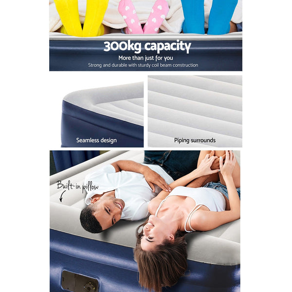 Bestway King Air Bed Inflatable Mattress Sleeping Battery Built-In Pump