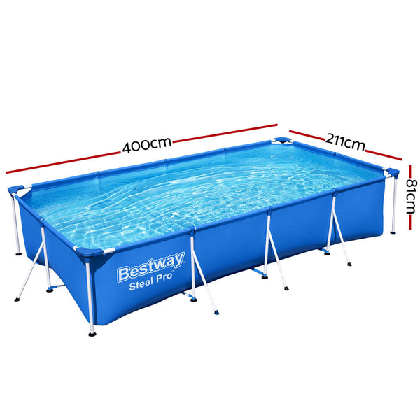 Bestway Swimming Pool 400X211x81cm Steel Frame 5700L Above Ground Pools