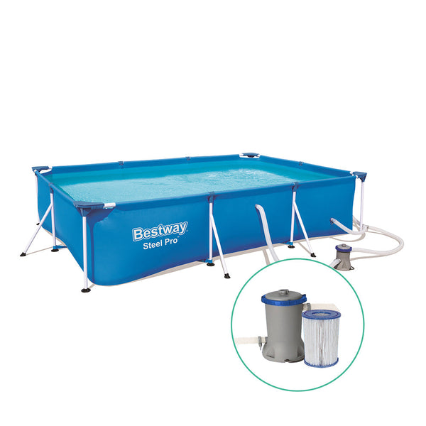 Bestway Swimming Pool Steel Frame Above Ground Rectangular Filter Pump Pool Filters