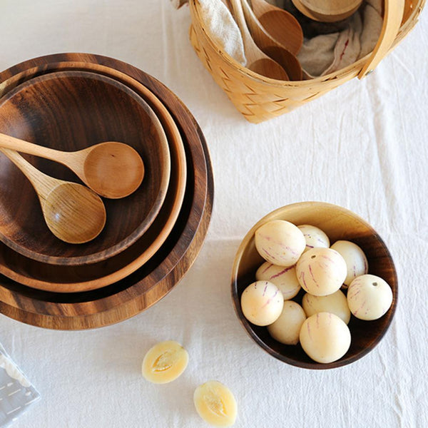 Kitchen Natural Wooden Bowl Household Fruit Salad For Home Restaurant Food Container Utensils Note The Size Hot Bowls