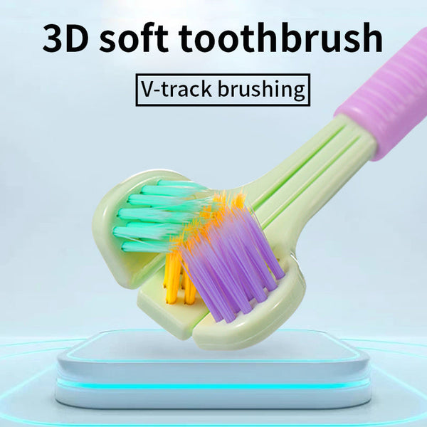 Three Sided Macaron Soft Bristle Triple Head Toothbrush Toothbrushes