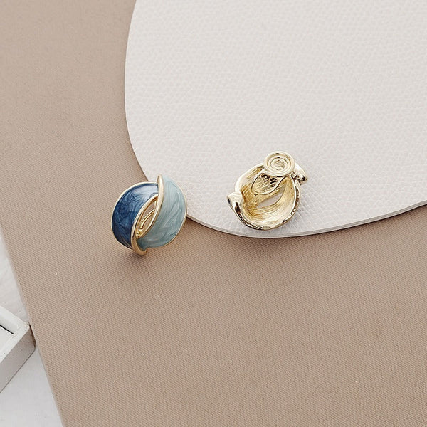 Veile Studios French Color Block Blue For Women Retro Earrings