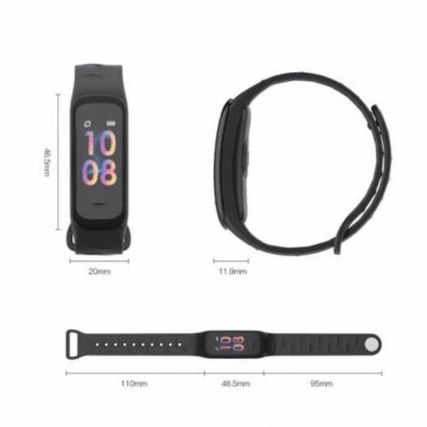 C1plus Smart Bracelet Color Screen Blood Pressure Fitness Tracker Heart Rate For Android Ios Black Smart Watches