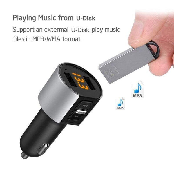 Car Electronics C26s Handsfree Bt Connected Wireless Stereo Fm Transmitter Usb Charger Flash Drive Mp3 Music Player 3.4A Dual Noise Cancelling Mic Voltage Detection