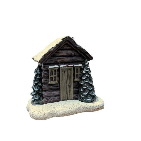 Log Cabin Rustic Christmas Chimney Hut Collectible Resin Statue Candle Holders & Accessories