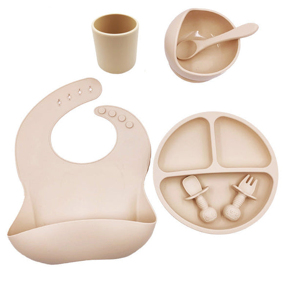 Easy Clean Silicone Baby Bib Cutlery Set Bowl Plate
