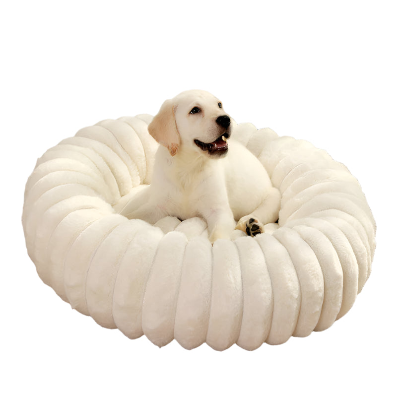 Pet Kennels Long Plush Round Cat Nest Winter Warm Dog Beds Super Soft Mat Sofa Pet Beds
