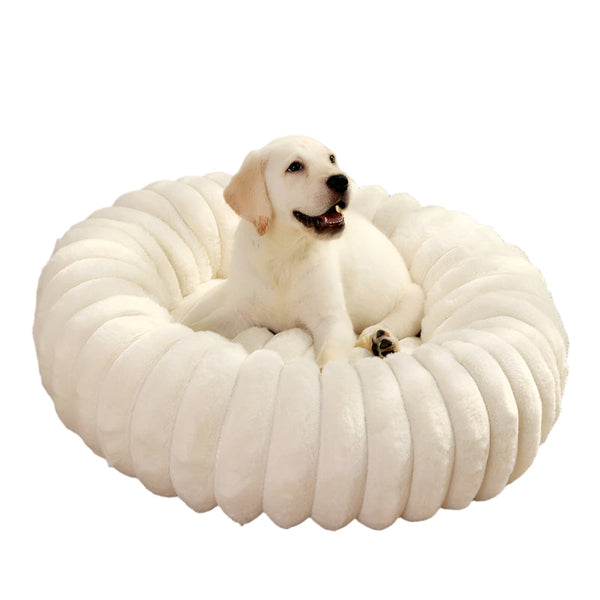 Pet Kennels Long Plush Round Cat Nest Winter Warm Dog Beds Super Soft Mat Sofa Pet Beds