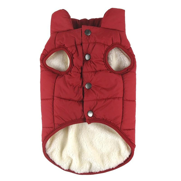 Red / Blue Brown Winter Pet Dog Jacket With Soft Lining Clips Dog Clothing & Shoes