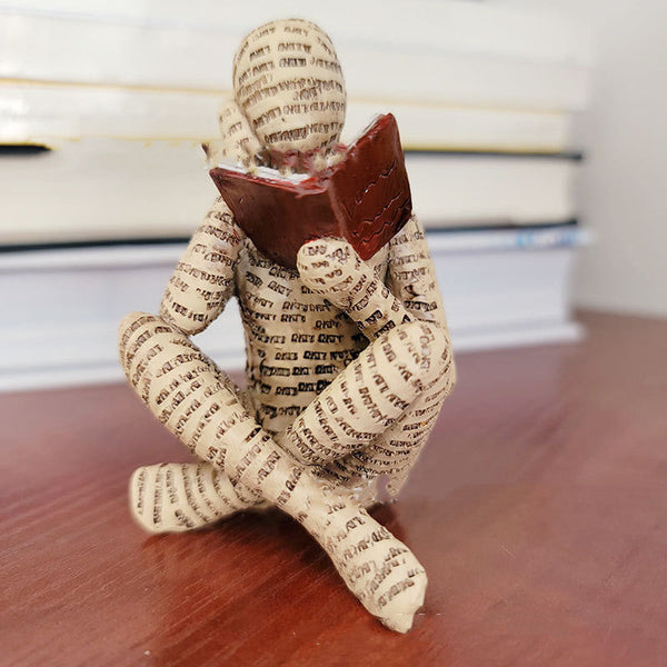 Reading Thoughtful Woman Resin Ornament Bookshelf Home Decor