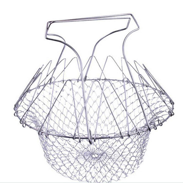 Foldable Multifunctional Steaming Rinsing Frying Chef Basket Strainer Steamers