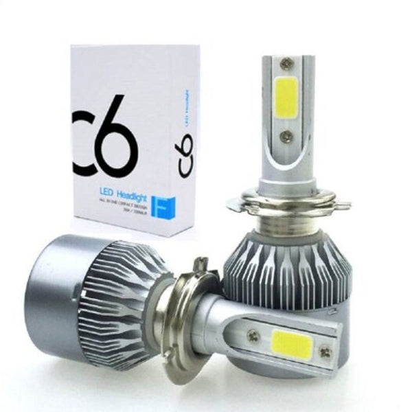 C6 H3 Car Led Head Headlamps Fog Lights 2Pcs Silver Light Bulbs