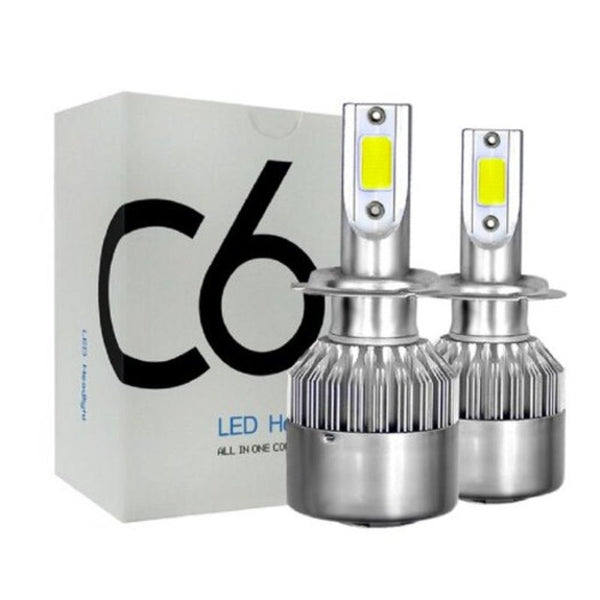 C6 H3 Car Led Head Headlamps Fog Lights 2Pcs Silver Light Bulbs