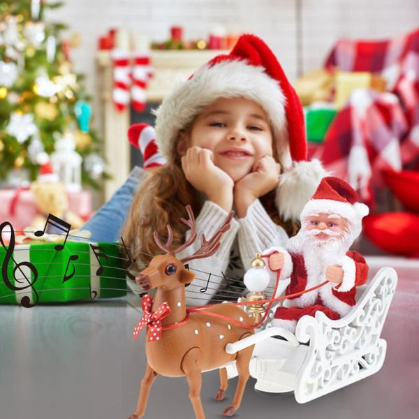 Moving Musical Reindeer And Santa In Sleigh Or Chimney Christmas Toy Seasonal Decorations