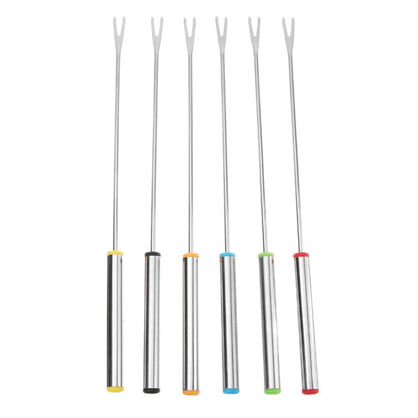 6Pcs Stainless Steel Bbq Fork Reusable Barbecue Skewers Cooking Tools