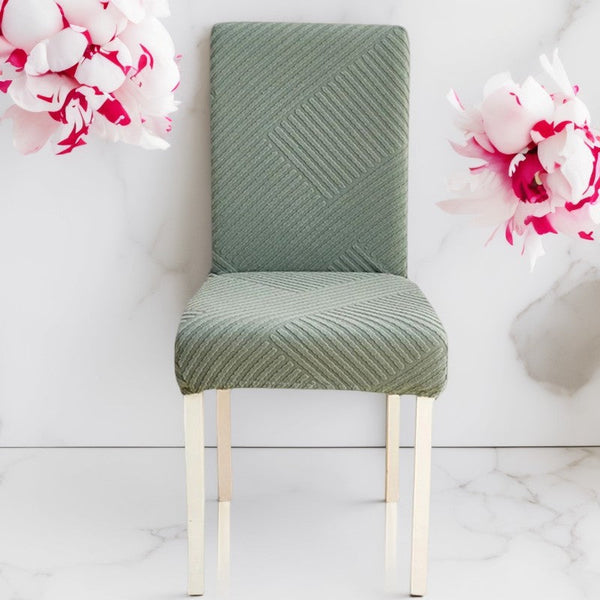 Chair Cover Cypress Green Knitted Lines Design For Dining Room Events Slipcovers