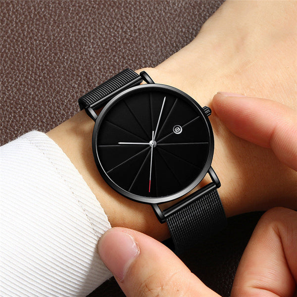 Veile Studios Simple Calendar Watch For Men Waterproof Quartz Creative Design Stainless Steel Watches