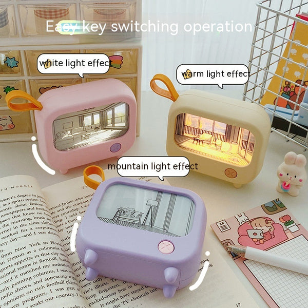 Tv Small Night Lamp Creative Bedroom Bedside Mini Led Sleeping With Ambience Light Charging Painting