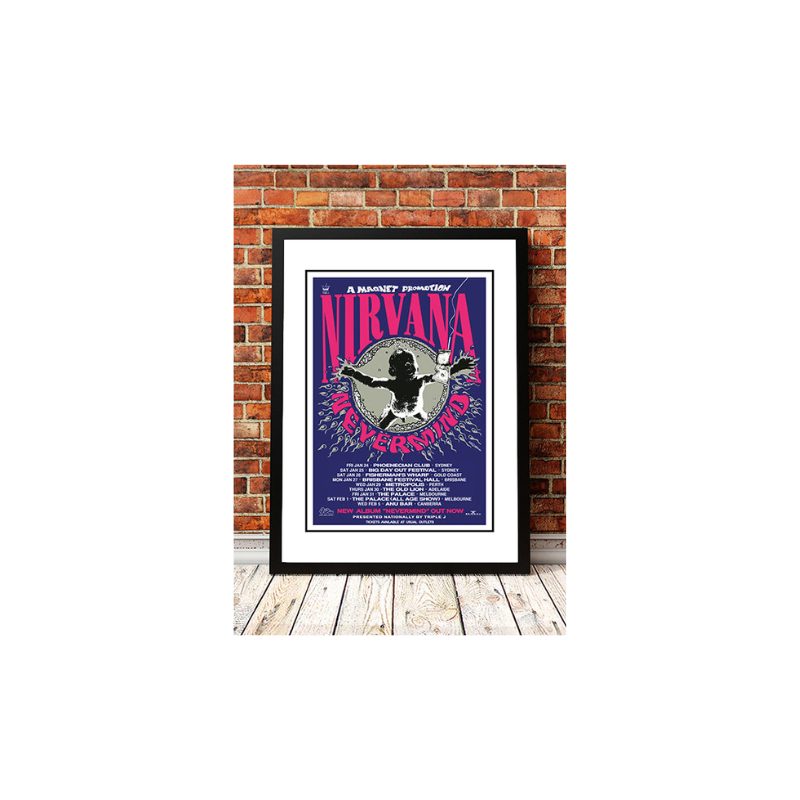 Smart Artists Memorabilia Nirvana 'Nevermind' Australian Tour Poster 1992 Framed Posters & Prints