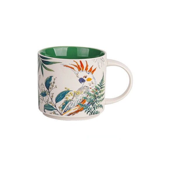 Flower Glaze Ceramic Cup Mug Household Large Capacity Breakfast 450Ml Mugs