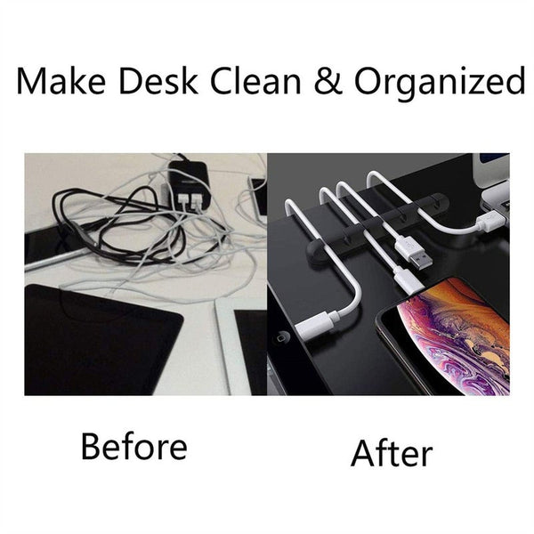 Silicone Cable Holder Clip Cord Winder Self Adhesive Wire Organizer 8 Slots Cable Ties & Organisers