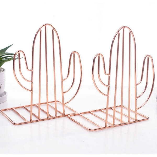 Creative Cactus Shaped Metal Support Stand Desk Organizer Shelf Bookends