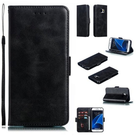 Calf Pattern Protective Sheath Purse Phone Case For Samsung Galaxy S7 Black
