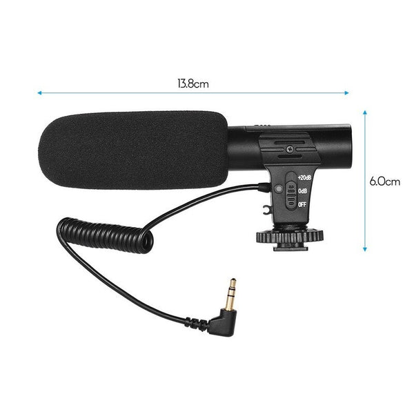 Camera Video Recording Microphone Super Cardioid Pickup Black Microphones
