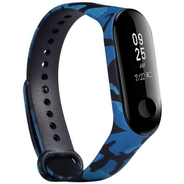 Camouflage Pattern Replacement Watch Strap Anti Lost Watchband For Xiaomi Mi Band 3 Blue