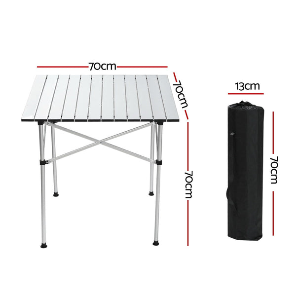 Camping Tables Weisshorn Camping Table Roll Up Aluminum Portable Desk Picnic 70Cm