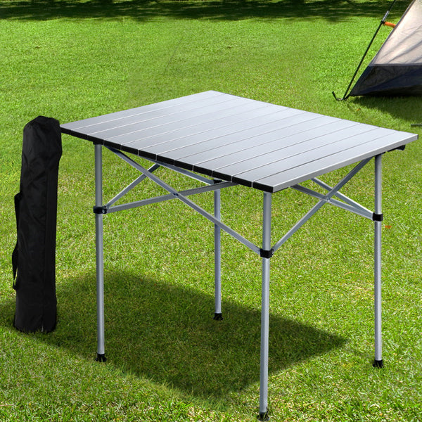 Camping Tables Weisshorn Camping Table Roll Up Aluminum Portable Desk Picnic 70Cm