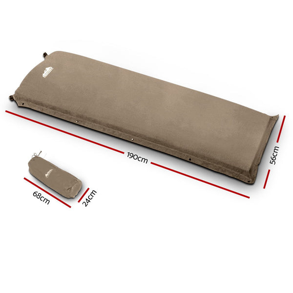 Weisshorn Single Size Self Inflating Matress Joinable 10Cm Thick Coffee Inflatable Mattresses & Airbeds