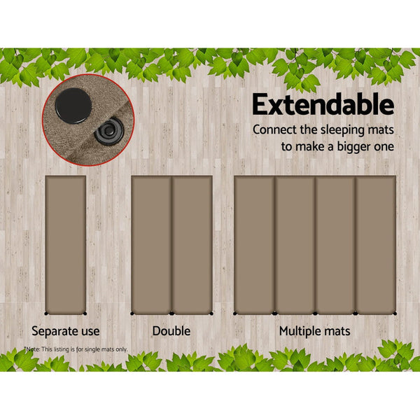 Weisshorn Single Size Self Inflating Matress Joinable 10Cm Thick Coffee Inflatable Mattresses & Airbeds