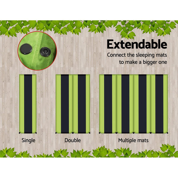 Weisshorn Self Inflating Mattress Camping Sleeping Air Bed Pad Double Green Inflatable Mattresses & Airbeds