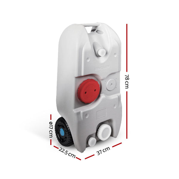 Weisshorn 40L Portable Wheel Water Tank Grey Water Carriers & Jerrycans