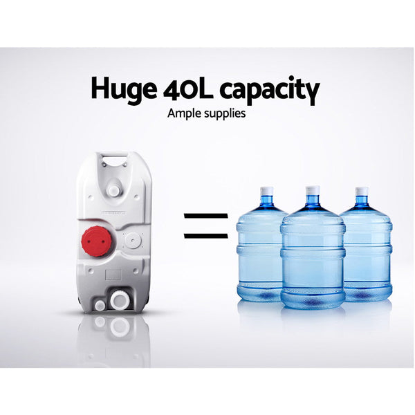 Weisshorn 40L Portable Wheel Water Tank Grey Water Carriers & Jerrycans