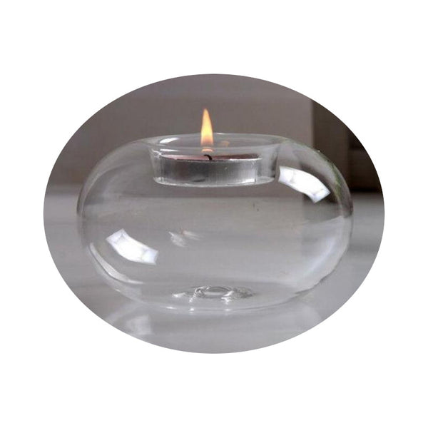 Round Glass Candle Holder For Tealight Candles Decor Candle Holders & Accessories