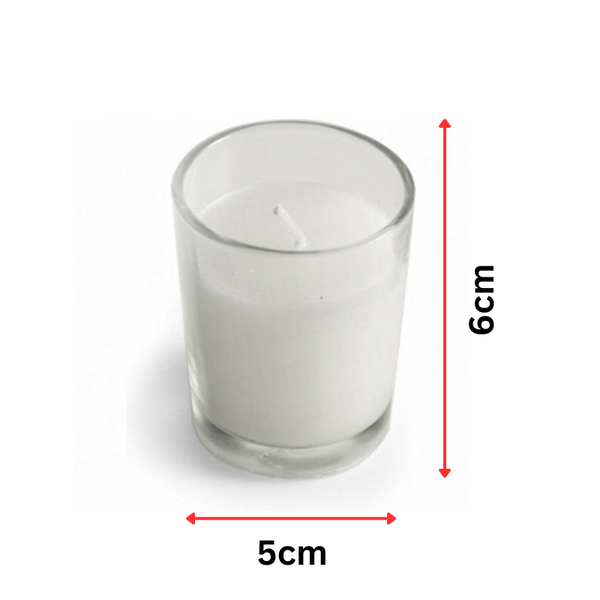 My Decorations 10 White Wax Clear Glass Holder Votive Candle Wedding Event Centrepiece Table Candle Holders & Accessories