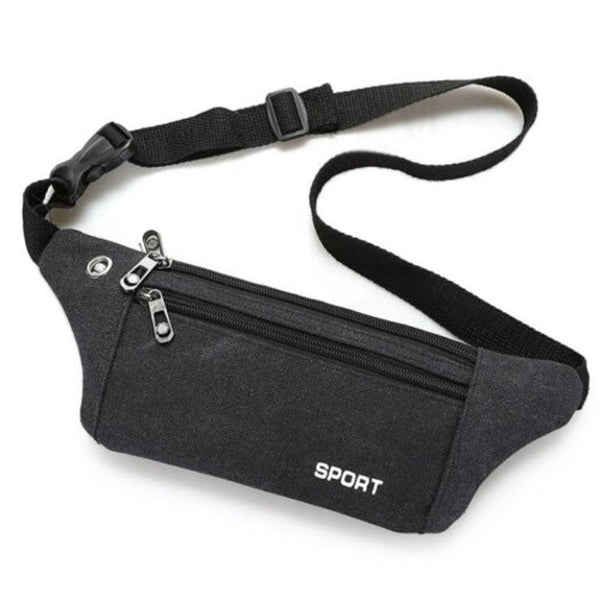 Canvas One Shoulder Outdoor Men Multi Function Waist Pack With Strap Black Waist Packs & Bags
