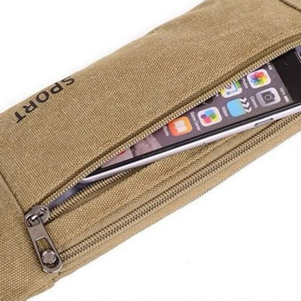 Canvas One Shoulder Outdoor Men Multi Function Waist Pack With Strap Black Waist Packs & Bags