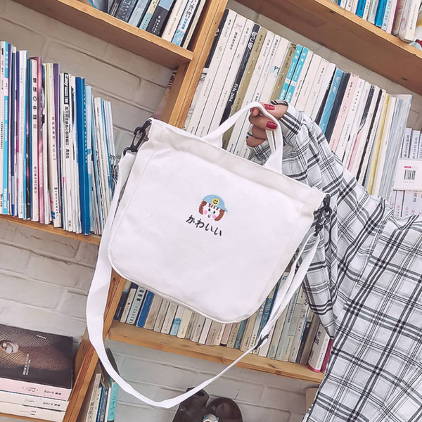 Canvas Bag Summer Student Cloth Simple Wild Portable Small Shoulder Messenger Trend Suitable For Women
