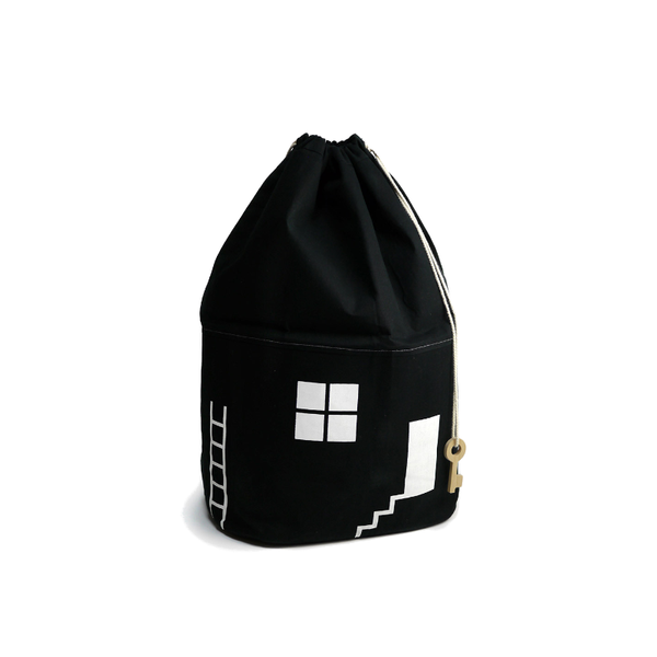 Drawstring Canvas House Kids Bedroom Toy Storage Bags