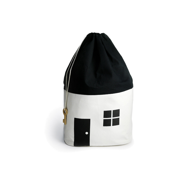 Drawstring Canvas House Kids Bedroom Toy Storage Bags