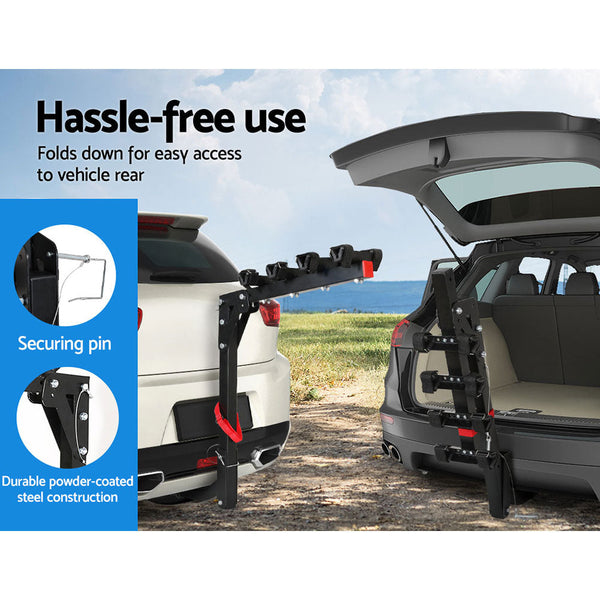 Giantz 4 Bicycle Bike Carrier Rack For Rear Hitch Mount 2" Foldable Black Rangehoods