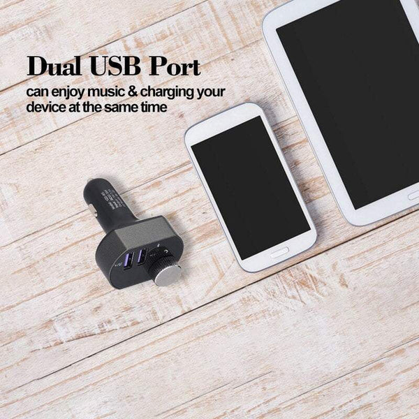 Car Chargers Bluetooth Receiver Mp3 Player Fm Transmitter Dual Usb Port Support Tf Card Disk Music Playback Hands Free Call With Mic