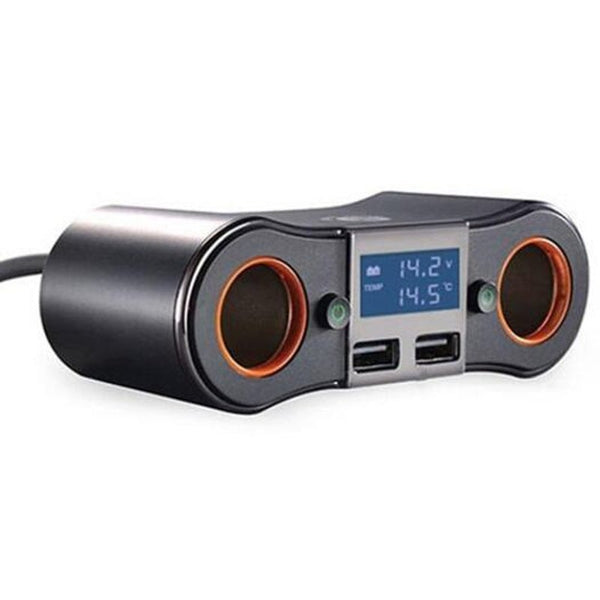 2 Usb Output Cigarette Lighter Socket Splitter Adapter 12 24V 80W Power Supply With Independent Switch Black Chargers & Cradles